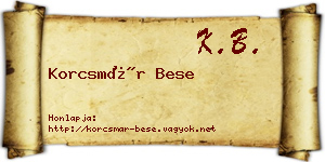 Korcsmár Bese névjegykártya